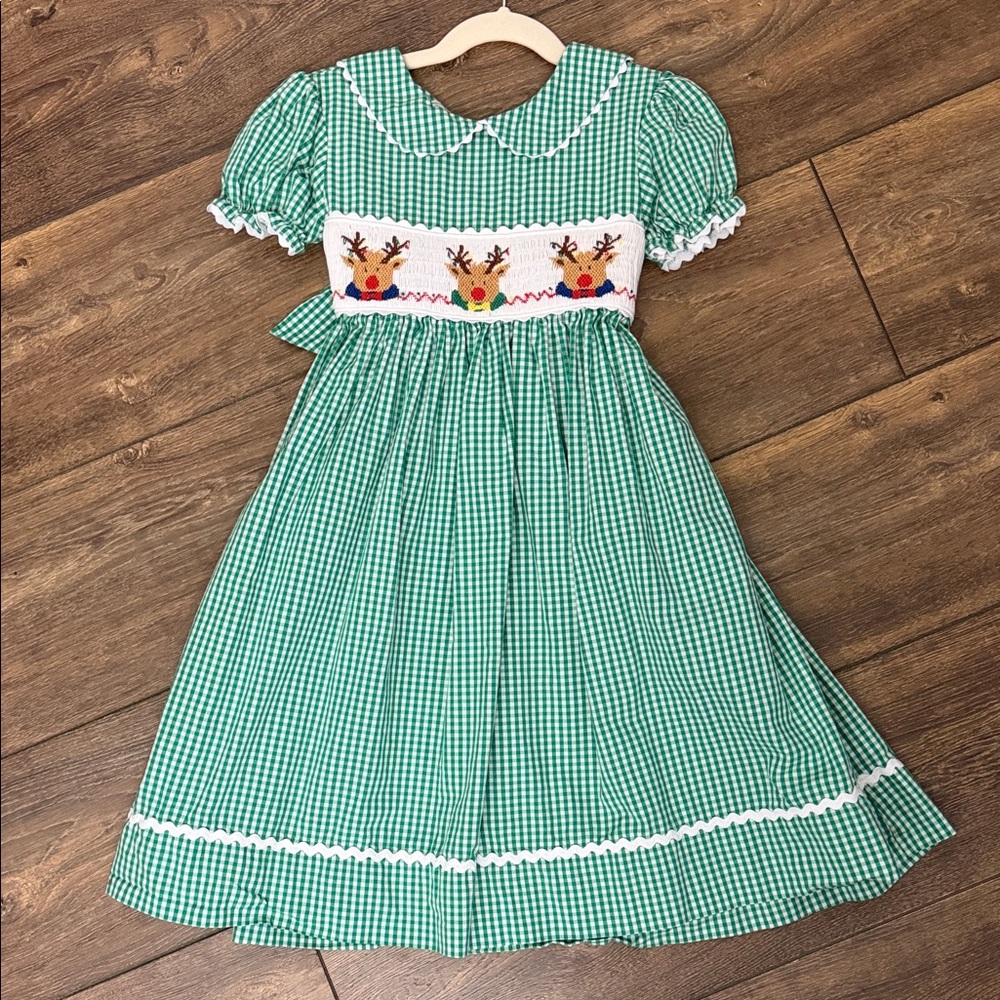 Marmellata Smocked Reindeer Dress, Size 6X